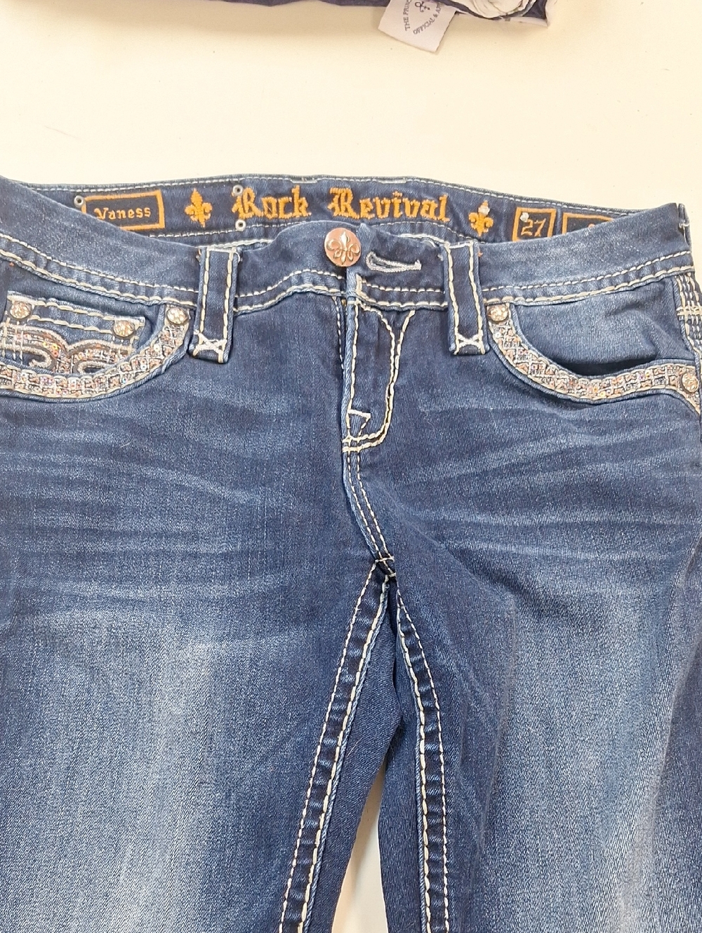 Rock Revival Women's Dark Blue Embroidered Skinny Jeans